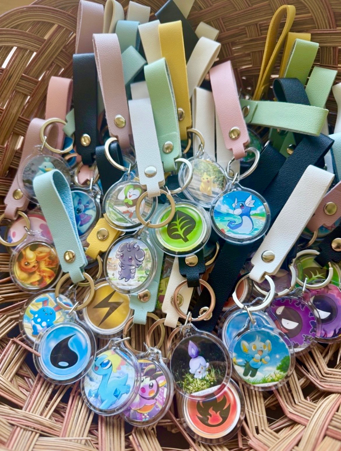 Upcycled trading card keychains